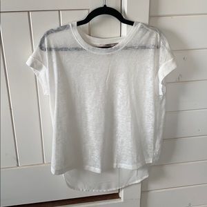 Half sheer/half see through material shirt